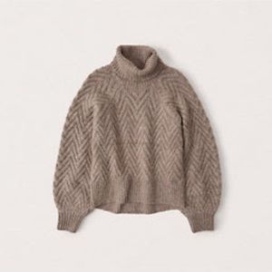 Cable Knit Turtleneck Puff Sleeve Sweater NWOT